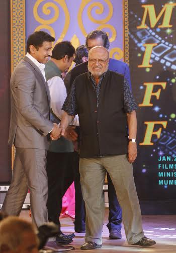 Col Rajyavardhan Rathore, Minister of State for Information and Broadcasting, with filmmaker Shyam Benegal during the opening ceremony of the 14th Mumbai International Film Festival (MIFF) 2016, in Mumbai, India on January 28, 2016.A total of 385 documentaries, short and animation films will be screened during the 14th edition of Mumbai International Film Festival (MIFF) for Documentary, Short and Animation Films. The festival ends on February 3, 2016.