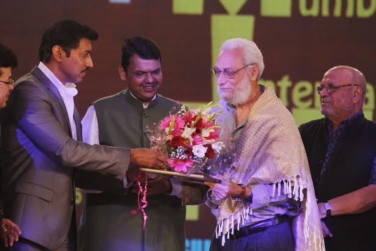 veteran wildlife film maker Naresh Bedi , Shyam Benegal, Devendra Fanavis, ,Col Rajyavardhan Rathore, at Mumbai International Film Festival (MIFF) 2016