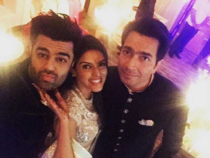 Manish Paul, Asin Thottukamal, Rahul Sharma at the couple's reception