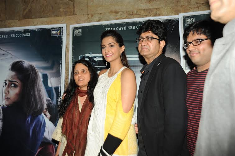 Sonam Kapoor and Prasoon Joshi at song launch of 'Neerja'