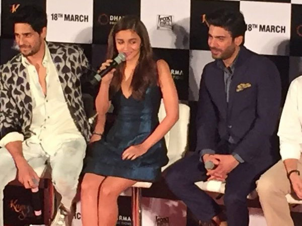 Alia Bhatt, Fawad Khan and Sidharth Malhotra interacting with the media at Kapoor & Sons Trailer Launch