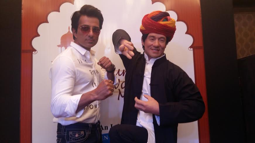 Sonu Sood with wax statue of Jackie Chan