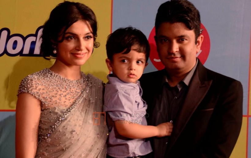 Divya Khosla Kumar and with husband Bhushan Kumar and son Ruhaan
