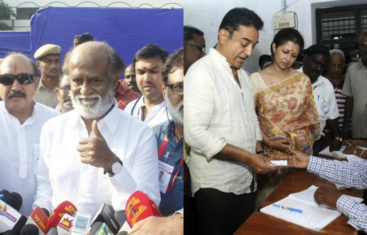 Rajinikanth and Kamal Haasan do voting