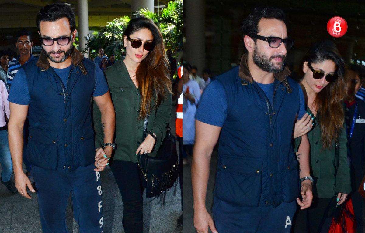 Saif Ali Khan and Kareena Kapoor Khan snapped at Mumbai airport