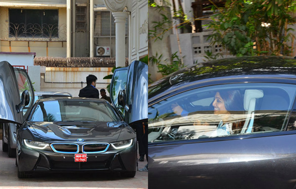 Shilpa Shetty Kundra enjoys ride in her new BMW i8 with son Viaan