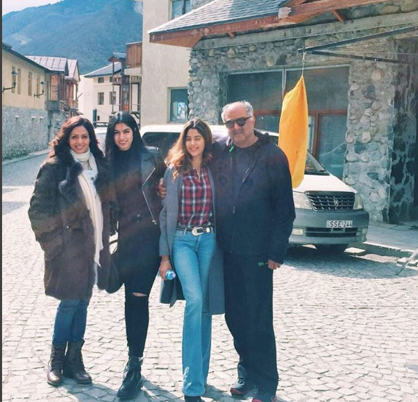 Sridevi, Janhavi Kapoor, Boney Kapoor and Khushi Kapoor