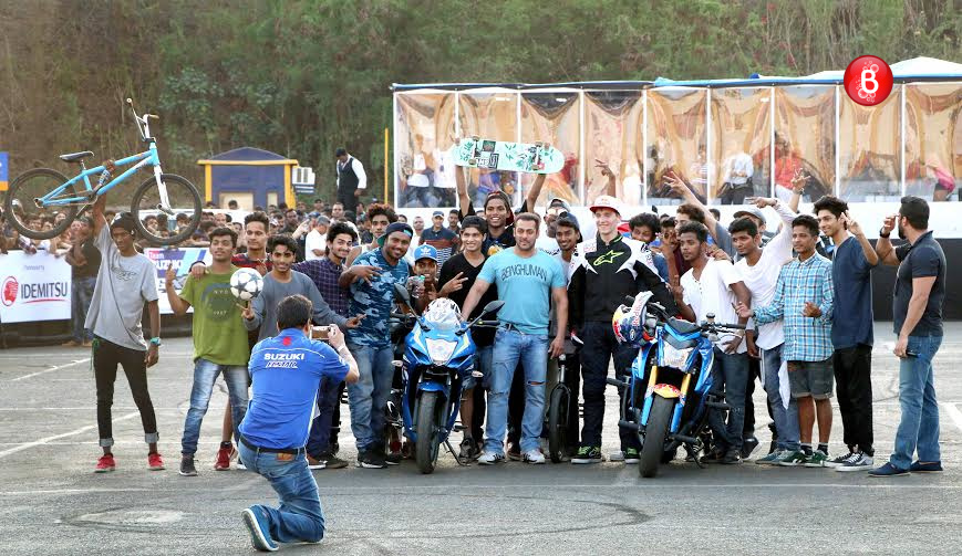 Salman Khan at a bike stunt event