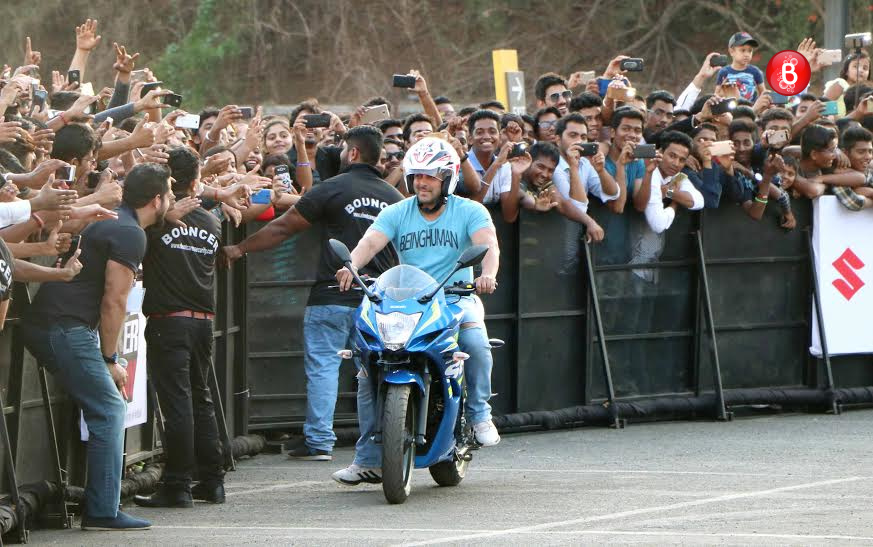 Salman Khan at a bike stunt event