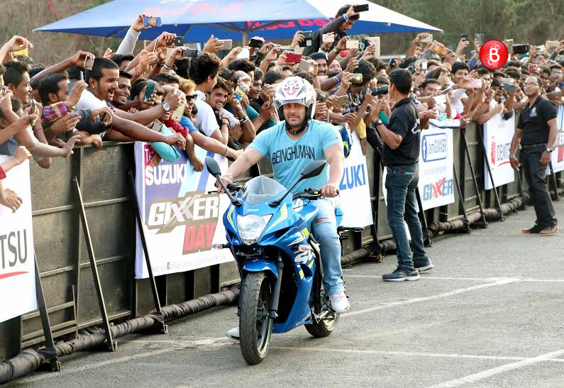 Salman Khan at a bike stunt event