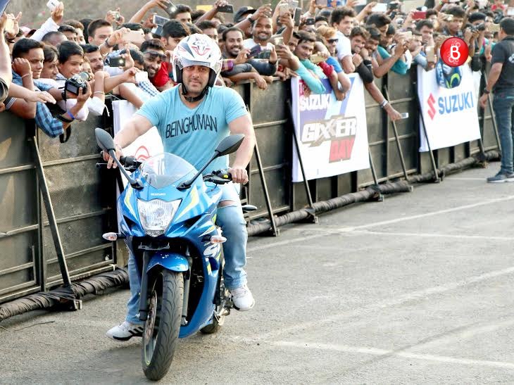 Salman Khan at a bike stunt event