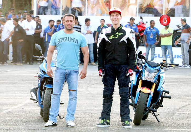 Salman Khan at a bike stunt event