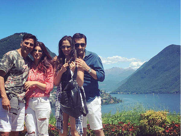 Akshay Kumar and Twinkle Khanna seen holidaying with Asin & Rahul Sharma In Italy