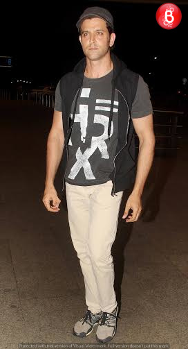 Actor Hrithik Roshan was spotted wearing his merchandise, the HRX Jersey at the airport.