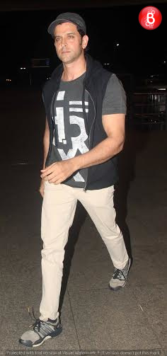 Actor Hrithik Roshan was spotted wearing his merchandise, the HRX Jersey at the airport.
