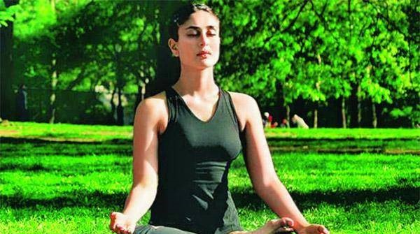 Bollywood actresses practicing yoga