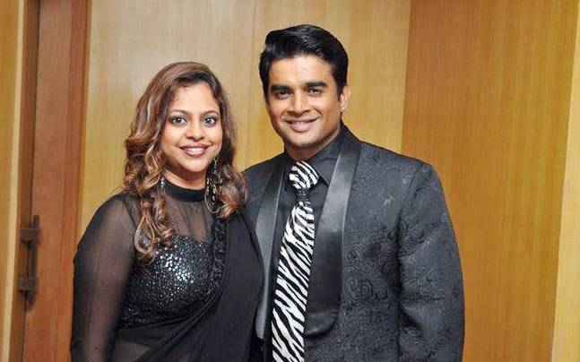 R Madhavan with wife
