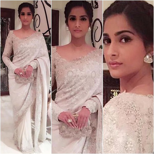 Sonam Kapoor in white saree