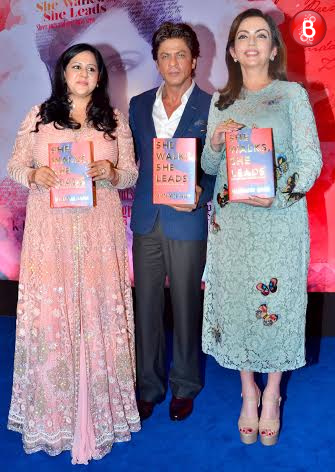 Author Gunjan Jain with Shah Rukh Khan and Nita Ambani