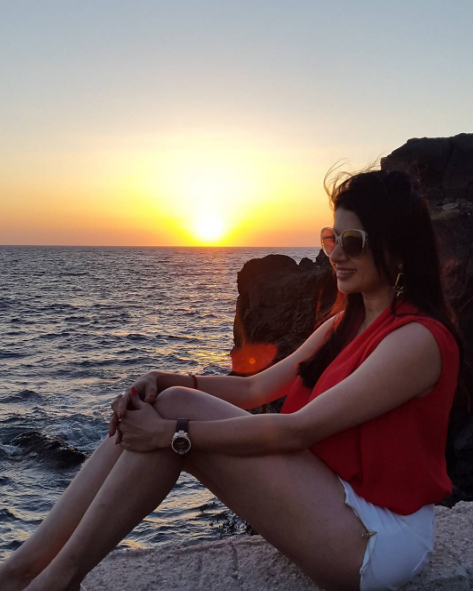 Bhagyashree enjoying Sunset in Santorini