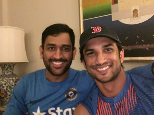M S Dhoni with Sushant Singh Rajput
