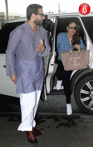 Saif Ali Khan and Kareena Kapoor Khan at airport