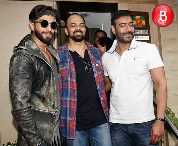 Ranveer Singh and Rohit Shetty snapped at Ajay Devgn's office
