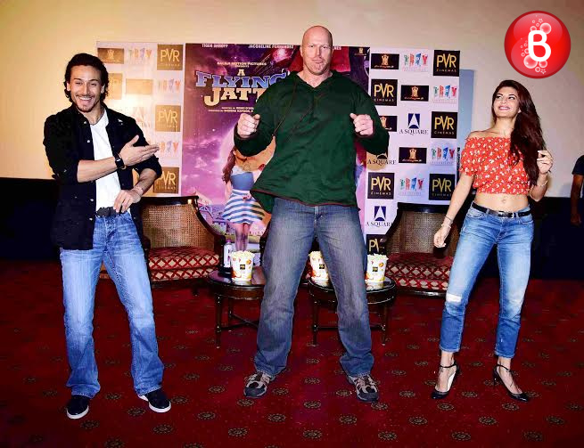 Tiger Shroff, Nathan Jones and Jacqueline Fernandez at promotions of 'A Flying Jatt'