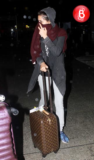 Nargis Fakhri returns to Mumbai and is snapped at Mumbai airport