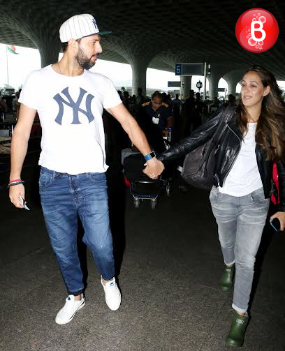 Yuvraj Singh and Hazel Keech snapped together at Mumbai airport