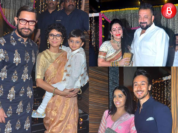 Kiran Rao, Sanjay Dutt, Tiger Shroff, Shraddha Kapoor and Maanayata Dutt attend Aamir Khan's Diwali bash