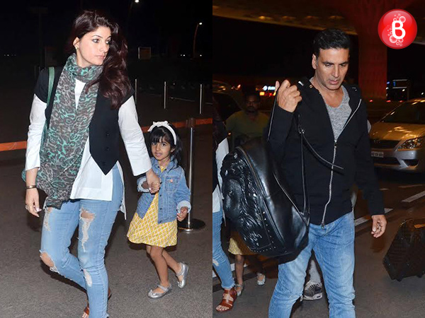 Akshay Kumar, Twinkle Khanna and Nitara Kumar snapped at airport