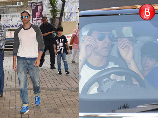 Hrithik Roshan snapped with his kids at PVR Juhu
