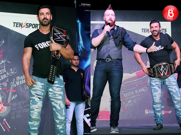 John Abraham and Sheamus at promotions of 'Force 2'