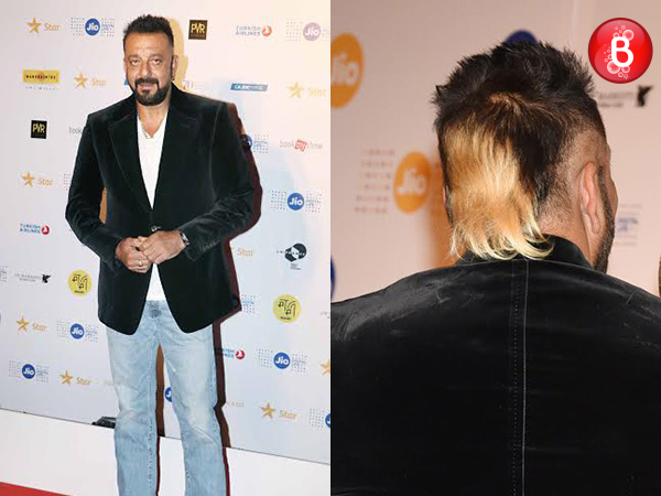 Sanjay Dutt snapped flaunting his blonde ponytail at an event