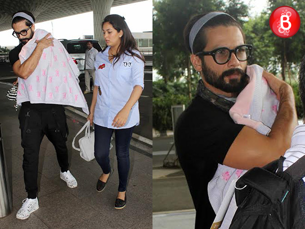 Shahid Kapoor and Mira Rajput spotted at airport with their daughter Misha