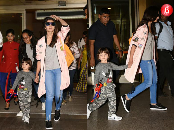 Alia Bhatt and AbRam are snapped returning from Delhi at Mumbai airport