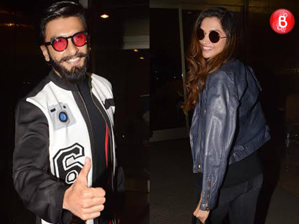 Ranveer Singh and Deepika Padukone are snapped leaving for Dubai at Mumbai airport