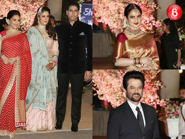 Rekha, Anil Kapoor, Madhuri Dixit Nene are snapped at stylist Shaina Nath’s wedding reception