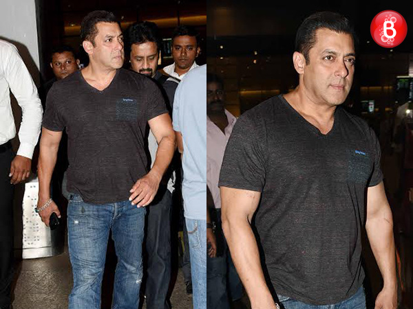 Salman Khan snapped returning from Goa at Mumbai airport