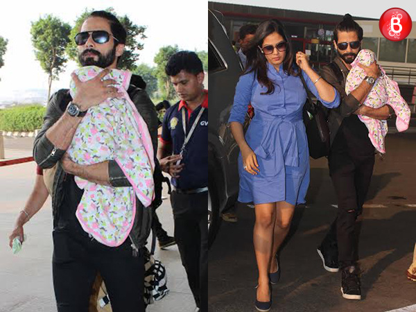 Shahid Kapoor and Mira Rajput spotted at airport with their daughter Misha