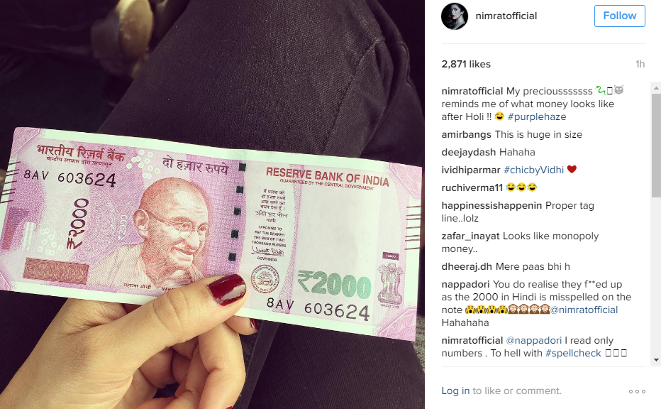 Nimrat Kaur reaction to the new 2000 rupee note