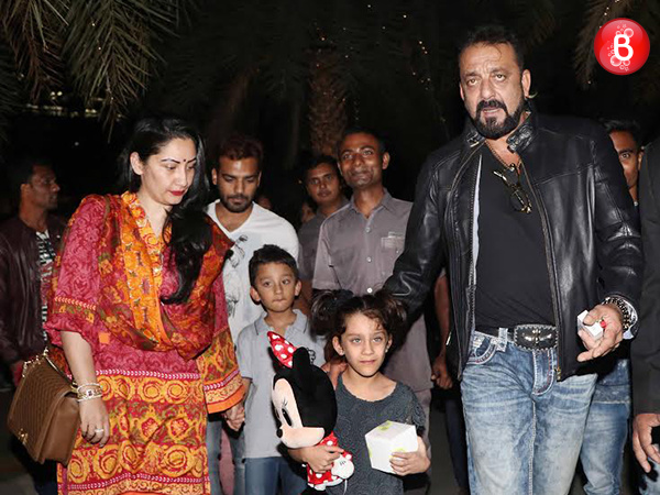 Sanjay Dutt and Maanayata Dutt are snapped with family after dinner