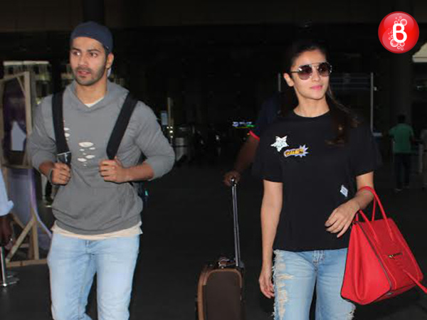 Varun Dhawan and Alia Bhatt snapped returning at Mumbai airport