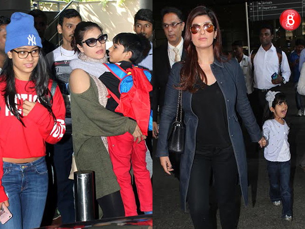 Kajol and Twinkle Khanna with their kids are snapped returning from vacation