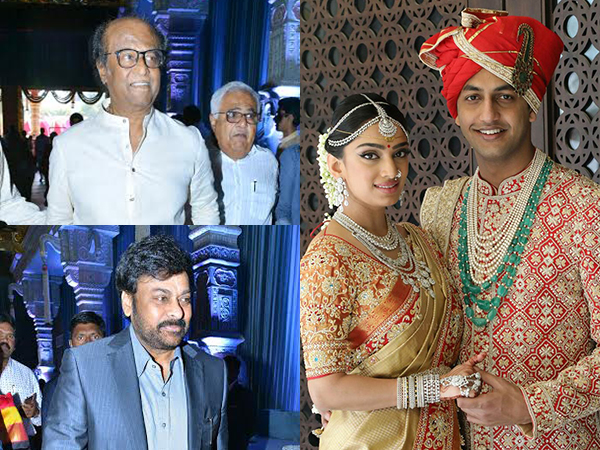 Rajinikanth, Chiranjeevi at Keshav Reddy and Veena Tera's wedding