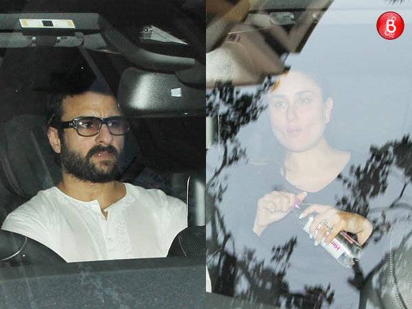 Saif Ali Khan and Kareena Kapoor Khan are spotted leaving from Babita Kapoor's residence