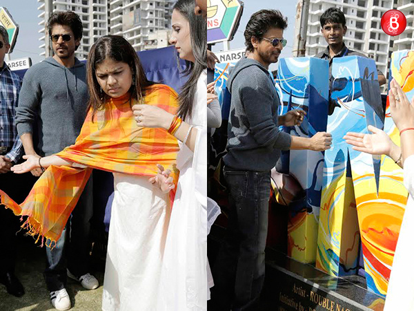 Shah Rukh Khan, Rouble Nagi and Poonam Mahajan snapped at sculpture inauguration event in Bandra