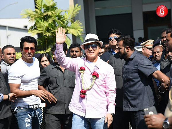 Jackie Chan is snapped arriving in Mumbai for 'KungFu Yoga' promotions