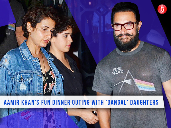 Aamir Khan is snapped with Fatima Sana Shaikh and Sanya Malhotra after dinner